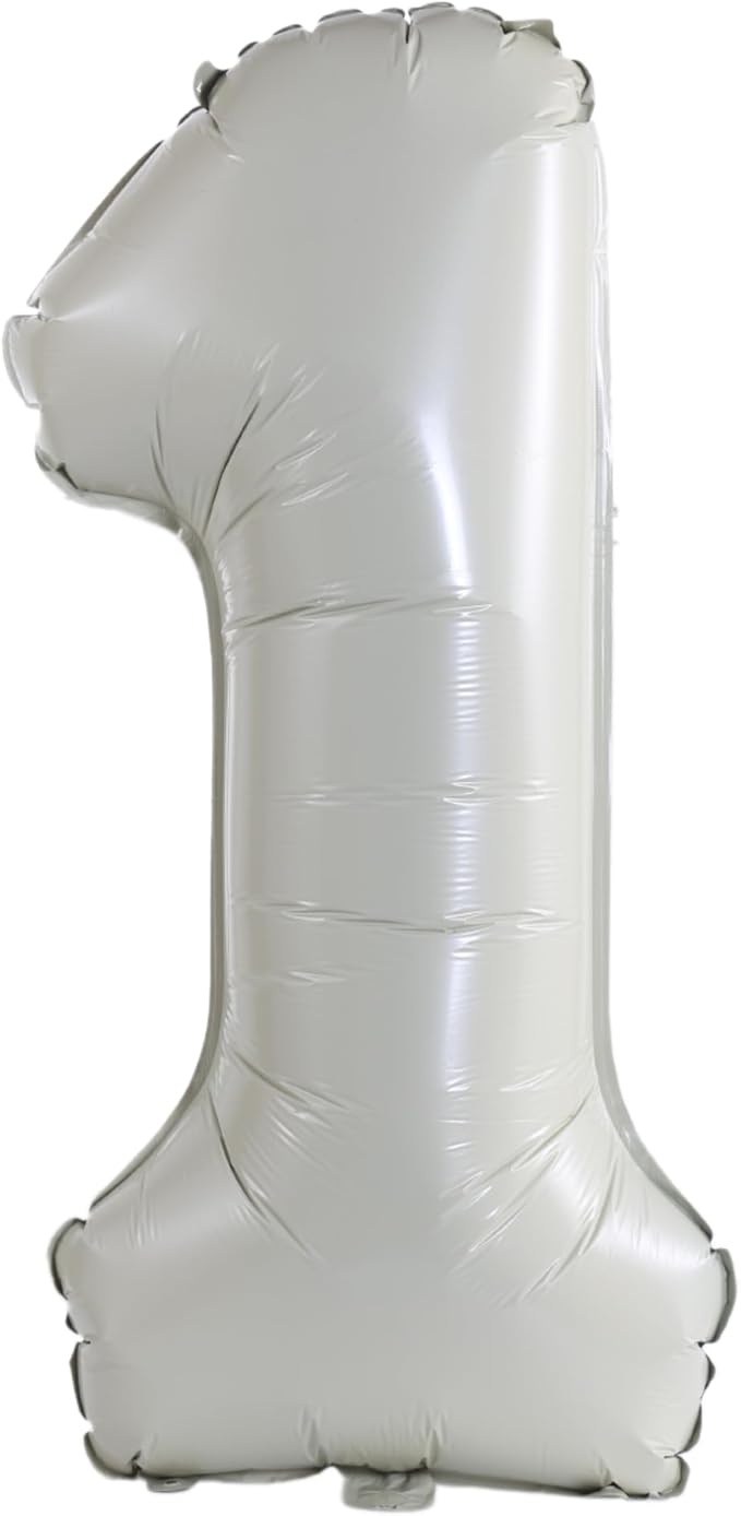 YPSelected 32 Inch Large Foil Helium Number Balloon Birthday Wedding Party 0-9 (Ivory, 1)