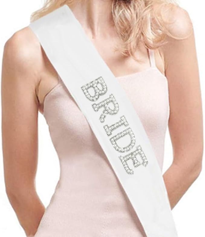 4PCS Pearl Bride to Be Sash and Veil Bride Ring Champagne Balloons Bridal Shower Sashes and Veils Accessories for Bachelorette Engagement Wedding Party Decorations
