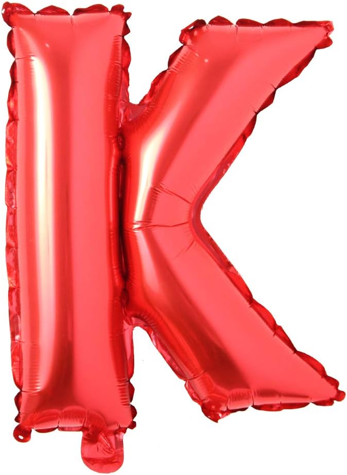 16" inch Single Red Alphabet Letter number Balloons Aluminum Hanging Foil Film Balloon Wedding Birthday party decoration banner Air Mylar Balloons (16 inch red K)