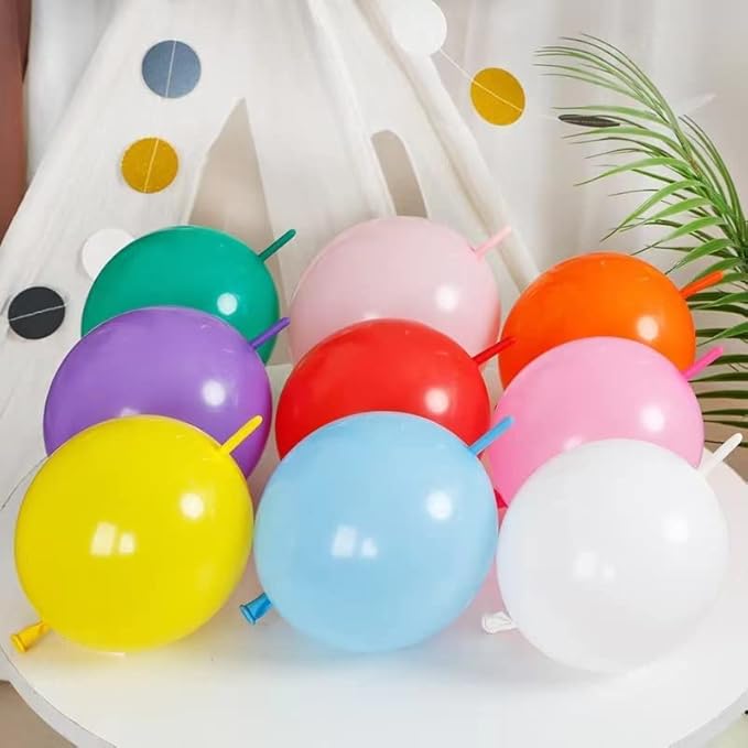 Link Balloons White 12 Inch Latex Quick Linkale Balloon 160 Pcs for Birthday, Halloween, Christmas, Party Festival Decorations