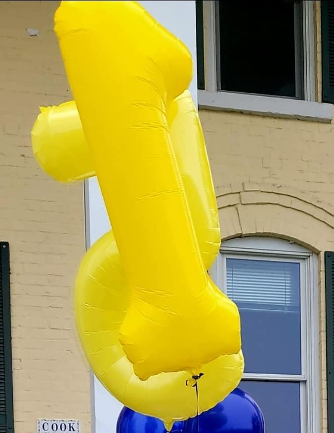 1 Balloon Number, 40 Inch Yellow Balloons for Birthday Party Decoration, Foil Number Ballon for 1, 10, 11, 15, 16, 18, 100 Celebration, Boy and Girl Birthday, Baby Shower, Anniversary Decor