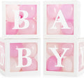 Baby Shower Boxes with Letters – White Boxes with Pink & White Balloons – 44-Piece Gender Reveal & Party Decoration Set by Vellax-Piece Gender Reveal & Party Decoration Set by Vellax