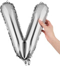 Restaurantware-Balloonify 16 Inch Letter Balloon, 1 Alphabet Party Balloon - Letter V, Self-Sealing, Silver Foil Mylar Finish, Hanging Loop, Decoration For Birthday, Wedding, Or Graduation