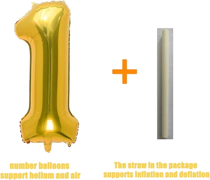 32 Inch Gold Number 1 Balloons Foil Ballon Digital Birthday Party Decoration Supplies (Gold Number 1 Balloon)