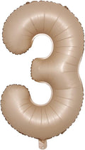 40 inch Caramel Cream Color Number Balloons 0-9 Large Digital Foil Helium Brown Beige Balloon Happy Birthday Party Decoration (40 inch Caramel 3)