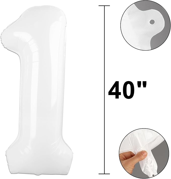 40 Inch White Number 12 Digital Balloon,Jumbo Mylar Foil Helium Balloon for 12 Balloons for Birthday Party,Wedding Anniversary Party Decorations