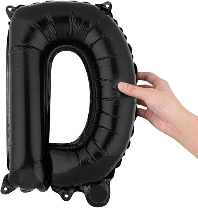 Restaurantware-Balloonify 16 Inch Letter Balloon, 1 Alphabet Party Balloon - Letter D, Self-Sealing, Black Foil Mylar Finish, Hanging Loop, Decoration For Birthday, Wedding, Or Graduation