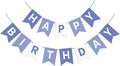 Grayish Blue Birthday Banner Sign Happy Birthday Bunting Banner Garland for Kids Girl Woman Tea Party Decorations Bunting Flag Party Supplies