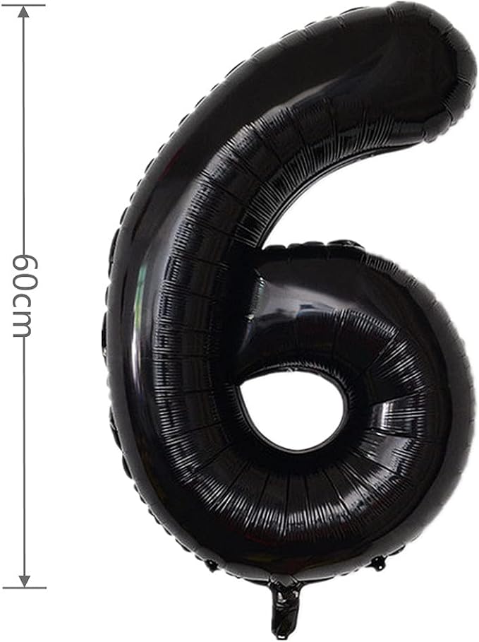 YPSelected 32 Inch Large Foil Helium Number Balloon Birthday Wedding Party 0-9 (Black, 6)