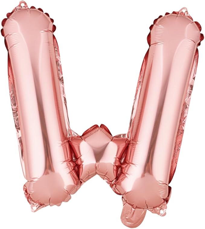 Restaurantware-Balloonify 16 Inch Letter Balloon, 1 Alphabet Party Balloon - Letter W, Self-Sealing, Rose Gold Foil Mylar Finish, Hanging Loop, Decoration For Birthday, Wedding, Or Graduation