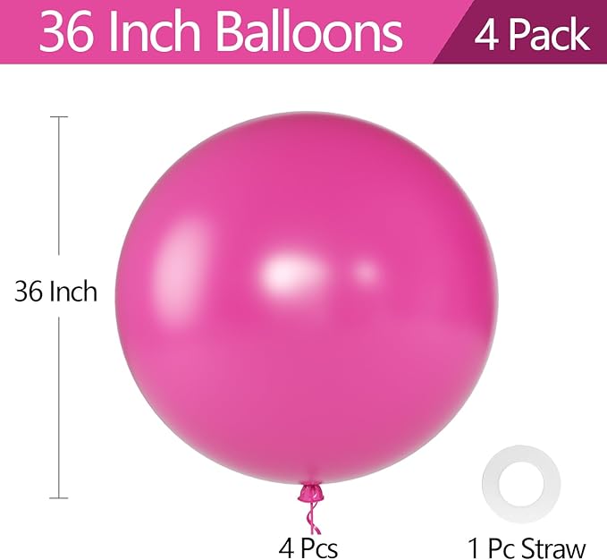 KALOR Dusty Pink Giant Balloons 36 Inch Large Latex Balloons, 4 Pack Jumbo Round Helium Balloon for Birthday Bridal Shower Wedding Baby Shower Party Decorations