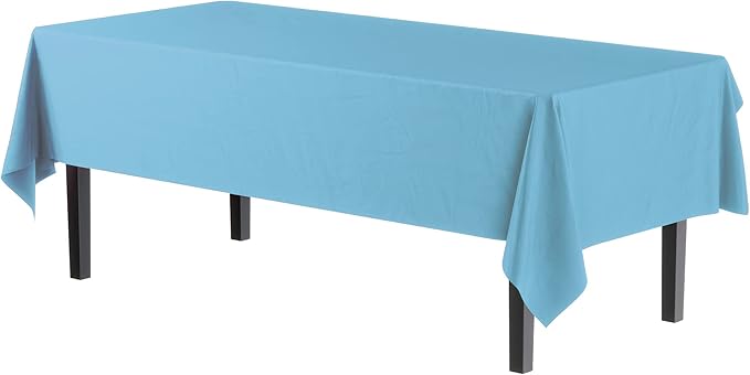 Exquisite Party Solids 6-Pack Premium Plastic Tablecloth 54in. x 108in. Rectangle Plastic Table Cover - Sky Blue