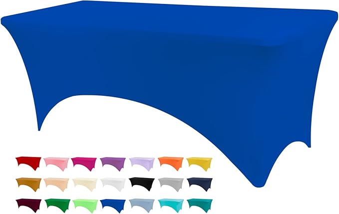 Table Covers for 8 Foot Tables, Royal Blue Washable and Wrinkle Resistant Stretch Tablecloths Rectangle 8ft for Events, Wedding, Banquets, Parties