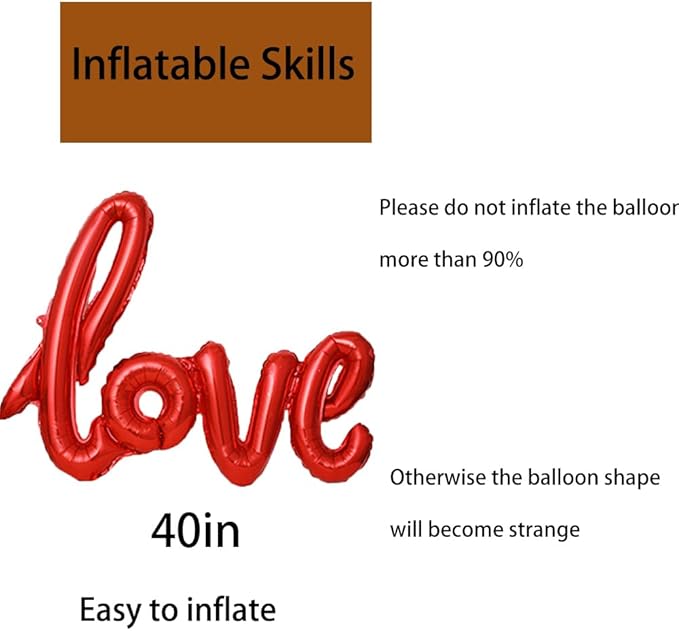 Valentines Day Balloons LOVE Balloons Red Love Foil Balloons for Valentine's Day Party Decorations Valentines Day Anniversary Wedding Valentines Decorations Decor Supplies 3pcs