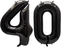 AULE 40 Inch Jumbo Black Foil Mylar Number Balloons for Men Women 40th Birthday Party Decorations 40 Years Old Anniversary Party Supplies