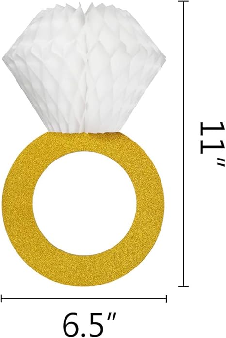 TTSAM Glitter Gold Honeycomb Diamond Ring Hanging Decorations (3 Pieces) Bachelorette Party Engagement Party Bridal Shower Wedding Anniversary Supplies