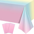 3 Pack Plastic Pastel Tablecloths, 54 x 108 Inch Disposable Easter Tablecloth Rainbow Table Cover Waterproof Rectangle Birthdays Party Table Cloth for Girl Princess Birthday Party Supplies