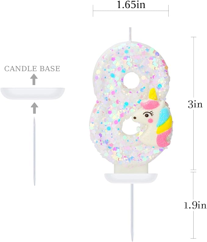 Cake Decorations- Number 8 Candle, Birthday Candles for Cake, Birthday Party Supplies, Birthday Cake Topper, Cartoon Theme Party Favors
