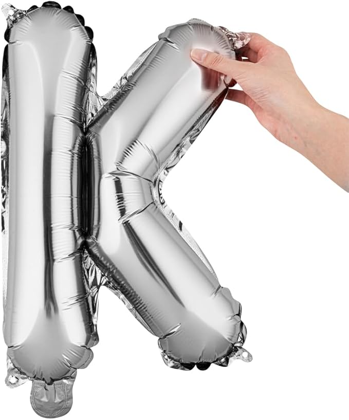 Restaurantware Balloonify 16 Inch Letter Balloon 1 Alphabet Party Balloon - Letter K Self-Sealing Silver Foil Mylar Balloon Hanging Film Decoration For Birthday Wedding Or Graduation