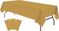 Plastic Gold Tablecloths 3 Pack Disposable Table Covers 54 x 108 Inch Golden Table Cloths for Fall Parties Harvest Graduations Anniversary Thanksgivings Weddings, Fits 6 to 8 Foot Rectangle Tables