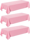 Pink Plastic Table Cloth - 3 Pack 54" × 108" Light Pink Rectangle Disposable Tablecloth, Pastel Plastic Cover for Easter Party, Valentines, Mothers Day Decorations