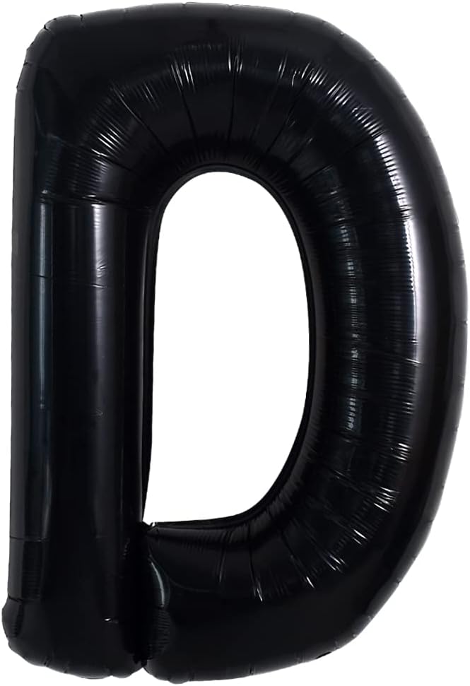 TONIFUL 40 Inch Large Black D Letter Balloon - Jumbo Helium Foil Mylar Big Alphabet for 2026 New Year Eve Graduation Wedding Baby Shower Birthday Party Anniversary Supplies Decorations
