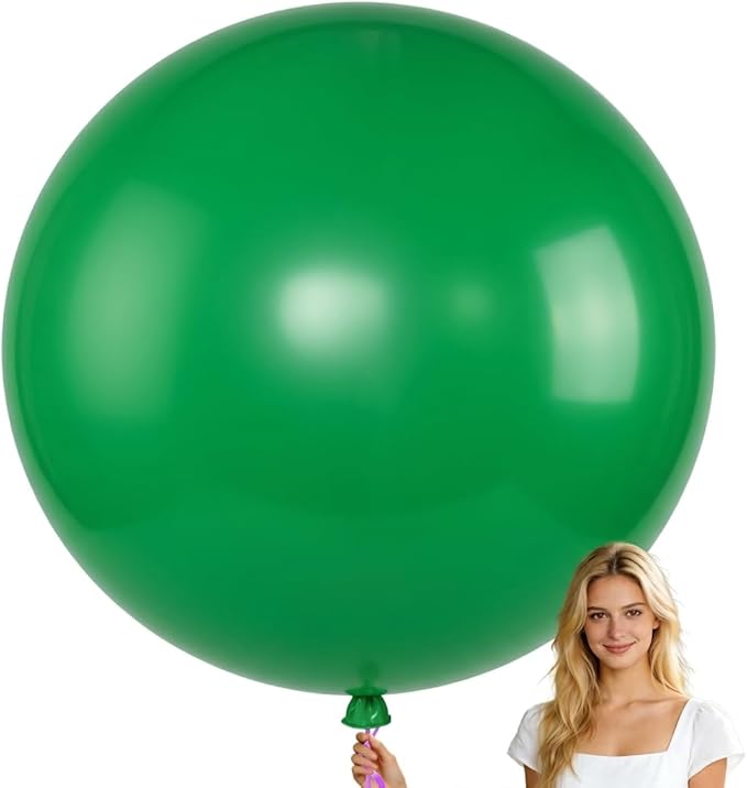 KALOR Green Giant Balloons 36 Inch Large Latex Balloons, 4 Pack Jumbo Round Helium Balloon for Birthday Bridal Shower Wedding Baby Shower Party Decorations