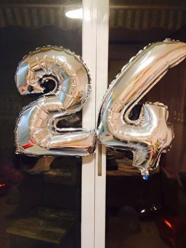 Glanzzeit 16 Inch Silver Foil Balloons Letters A to Z Numbers 0 to 9 for Prom Wedding Birthday Party Decor (Number 2)