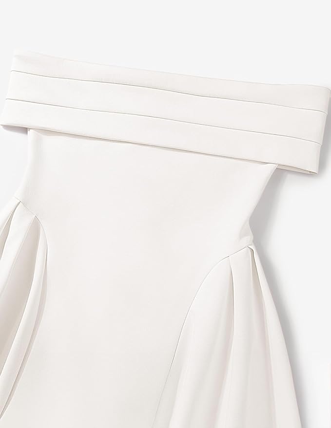 ZESICA Summer 2026 Cocktail Dresses for Women's Off Shoulder Short Sleeve Swing A Line Wedding Evening Party Midi Dress