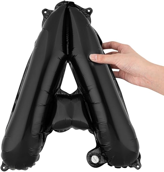 Restaurantware Balloonify 16 Inch Letter Balloon 1 Alphabet Party Balloon - Letter A Self-Sealing Black Foil Mylar Balloon Hanging Film Decoration For Birthday Wedding Or Graduation