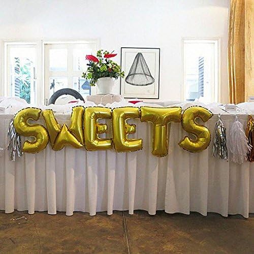 Glanzzeit 16 Inch Gold Balloons Decor Letters A to Z Numbers 0 to 9 for Wedding Prom Birthday Party (Letter E)