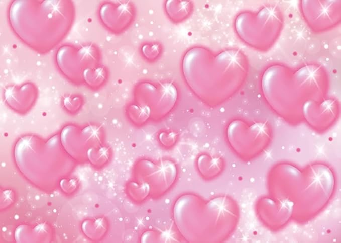 LTLYH 7×5ft Pink Heart Photo Backdrop Early 2000s Party Decorations Old School Backdrops Valentine's Day Glitter Heart 16th 18th 30th Women Men 90s Happy Birthday Background Selfile Wall Decor 256