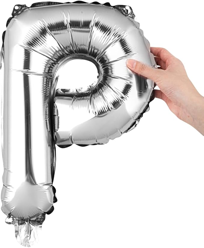 Restaurantware-Balloonify 16 Inch Letter Balloon, 1 Alphabet Party Balloon - Letter P, Self-Sealing, Silver Foil Mylar Finish, Hanging Loop, Decoration For Birthday, Wedding, Or Graduation