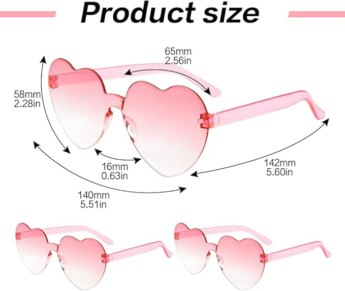 Heart Sunglasses 2 Pairs Heart Shaped Sunglasses Womens Heart Glasses Rave Sunglasses for Women Party Favors