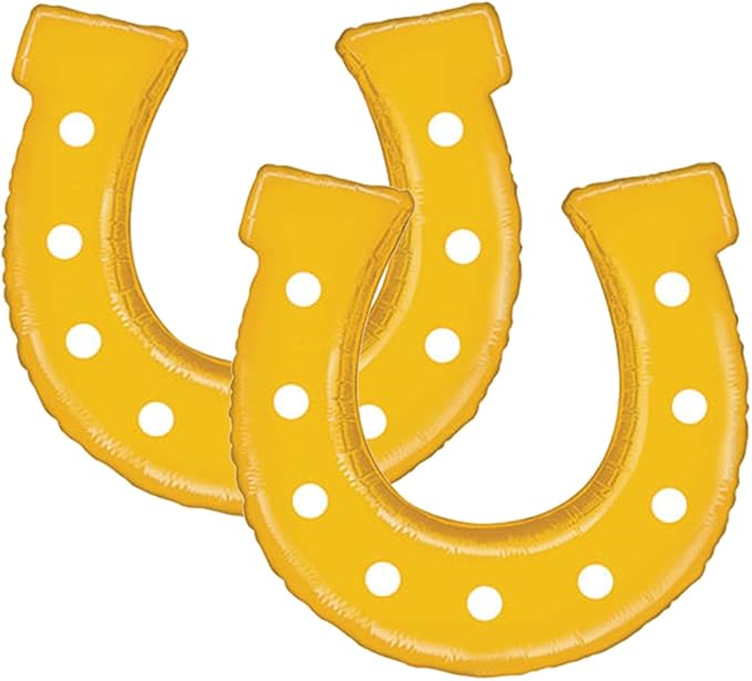 Set of 2 Golden Horseshoe Jumbo 25" Foil Party Balloons