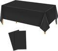 2 Pack Black Plastic Tablecloth 54 x 108 Inch Disposable Table Cloth Rectangular Table Cover for Indoor or Outdoor Parties Engagement Wedding Bridal Shower Banquet