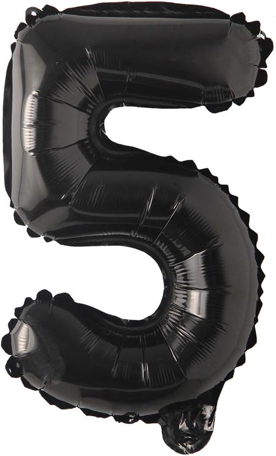 16" inch Single Black Alphabet Letter number Balloons Aluminum Hanging Foil Film Balloon Wedding Birthday party decoration banner Air Mylar Balloons (16 inch Black 5)