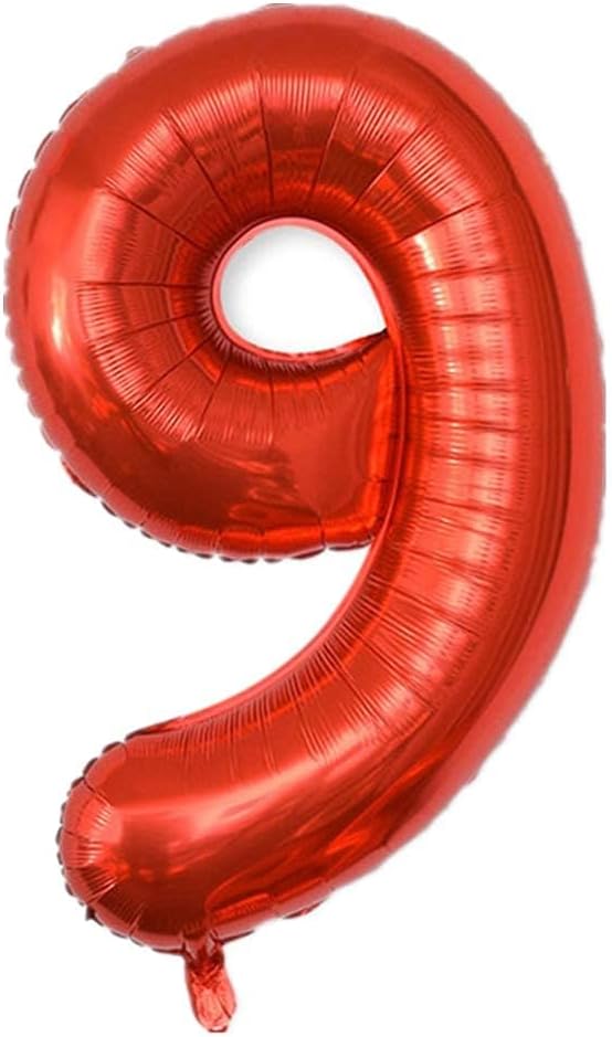 40 Inch Large Foil Helium Number Balloon Birthday Wedding Party 0-9 (Red, 9)