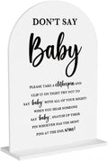 Baby in Bloom Shower Decorations, Baby Shower Sign, Newborn Gifts, Don't Say Game Signs, Modern Calligraphy Arched Acrylic Table Top Signs With Stand for Birthday Party Decorations (White)