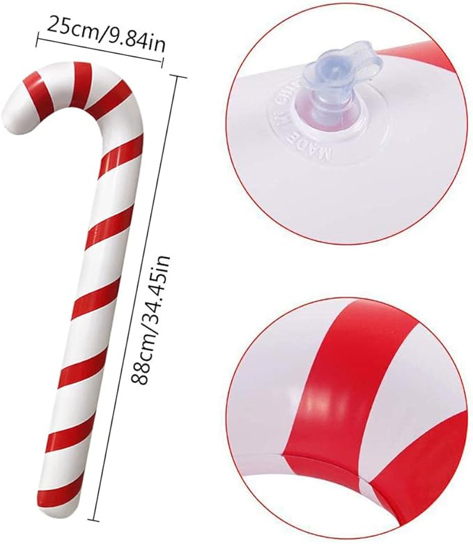 2pcs Inflatable Candy Canes Balloons for Christmas Candy Cane Decorations - Large Pool Floats Outdoor Candy Canes Balloons for Candy Cane Christmas Decorations