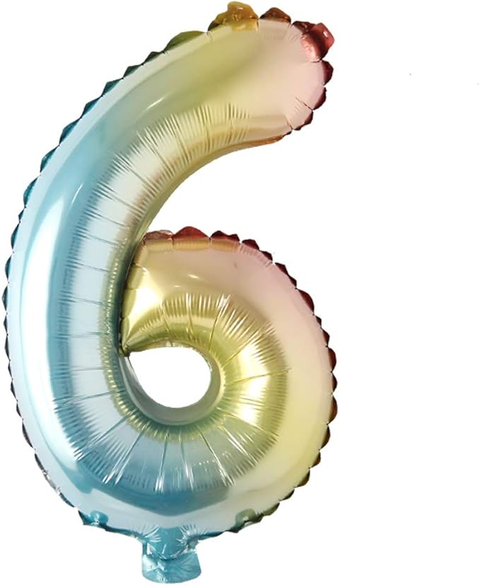 16 inch gradient rainbow number balloons unicorn party foil balloon baby shower 1 birthday party decorations kids numbers Air ball (16 Inch Rainbow 6)