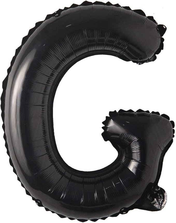 16" inch Single Black Alphabet Letter number Balloons Aluminum Hanging Foil Film Balloon Wedding Birthday party decoration banner Air Mylar Balloons (16 inch Black G)