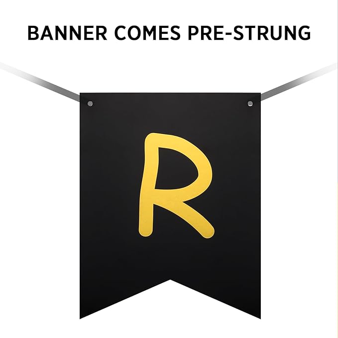 Happy Retirement Banner Assembled GAGAKU Black and Gold Retirement Party Decorations Supplies Kit Gold Glitter Paper Pennant Banner for Men Women Office Farewell Party