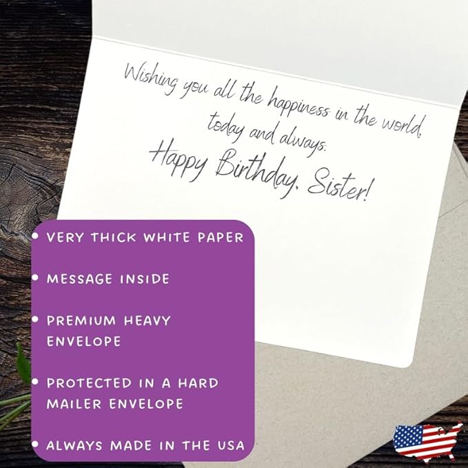 Whitman and Daughter Wildflower Sister Birthday Card (1 Premium Quality Folded Card, Message Inside) pretty happy birthday card for sister from sister - 393