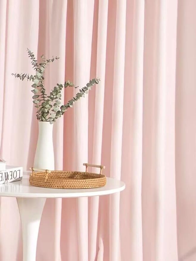 EHLDekol Sheer Chiffon Backdrop Curtains 10ft x 10ft(5ft x 2Panels)， Chiffon Fabric Drapes for Wedding, Long Sheer Curtain for Living Room, Arch Party Stage Decoration (Blush Pink, 120 x 120 Inch)