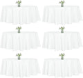 WIGENIUS 6 Pack White Table Cloth Round 90 Inch Polyester Tablecloths, Wrinkle Resisitant Tablecloth for Wedding Buffet Parties and Dining (White, 90 inches Round)