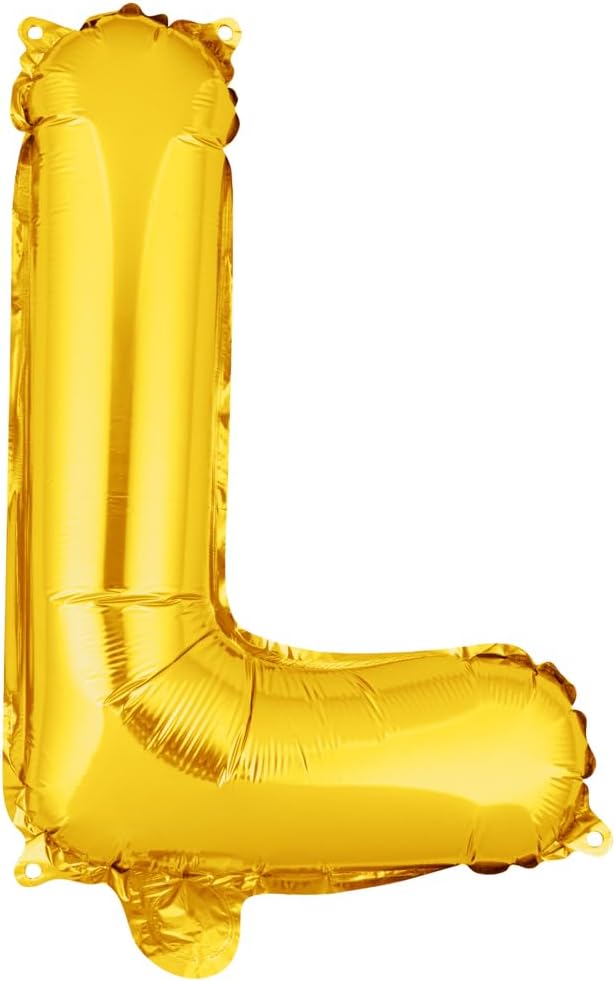 Restaurantware-Balloonify 16 Inch Letter Balloon, 1 Alphabet Party Balloon - Letter L, Self-Sealing, Gold Foil Mylar Finish, Hanging Loop, Decoration For Birthday, Wedding, Or Graduation
