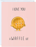 Anniversary Card Mothers Day Birthday for Mom Dad Wife Husband Girlfriend Boyfriend Stepmom Aunt Parents – Cute Funny Punny Greeting Card for Fathers Day – Blank Inside (Love You A Waffle Lot)