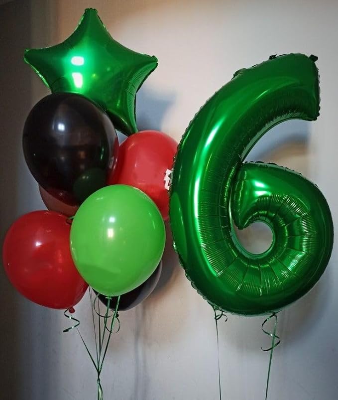 6 Birthday Decoration, 40 Inch Foil Big Balloon for Men And Women, Dark Green Balloons for 6, 16, 26, 60, 2026 Graduation, Birthday, Wedding Anniversary, Xmas, Party Supplies