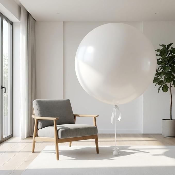 KALOR White Giant Balloons 36 Inch Large Latex Balloons, 4 Pack Jumbo Round Helium Balloon for Birthday Bridal Shower Wedding Baby Shower Party Decorations